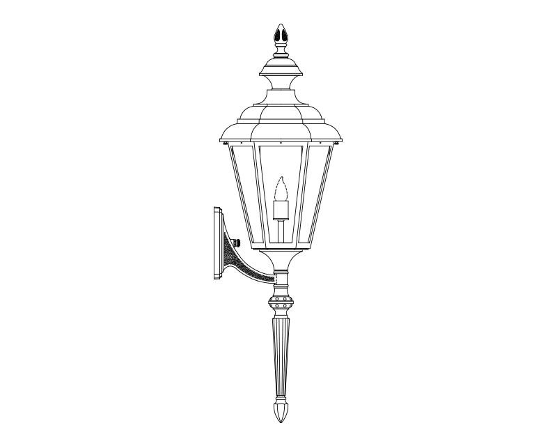 Value Line (6 Sided), Large, aluminum, Wall Mount, Clear acrylic, (1) 100W INC, 120V